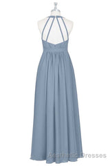 Dusty Blue Halter Backless Maternity Bridesmaid Dresses