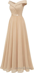 Womens Lace Bridesmaid Dresses A-Line Off Shoulder Floral Lace Chiffon Evening Prom Dresses