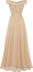 Womens Lace Bridesmaid Dresses A-Line Off Shoulder Floral Lace Chiffon Evening Prom Dresses