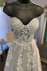 Tulle Floral Lace Sweetheart A-Line Evening Prom Gown