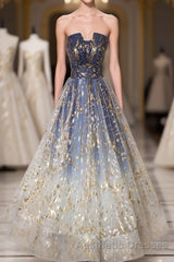 Unique Tulle Lace Long Evening Prom Dresses, Tulle Lace Formal Dresses, 2