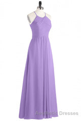 Sage Green Chiffon Halter Backless Long Bridesmaid Dresses