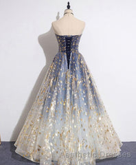 Unique Tulle Lace Long Evening Prom Dresses, Tulle Lace Formal Dresses, 2