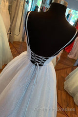 Elegant Straps Lace-Up Back Blush Long Evening Prom Dresses