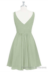 Sage Green Chiffon A-Line Short Bridesmaid Dresses