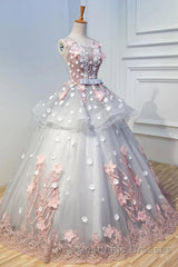 Gorgeous Ball Gown Sleeveless Appliques Long Evening Prom Dresses Quinceanera Dresses