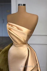 Designer Long Champagne Evening Prom Dresses Side Split Evening Prom Party Gowns