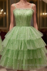 Cute A-Line Four Layers Corset Back Homecoming Dresses