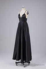 Elegant A Line Satin Spaghetti Straps Long Evening Prom Dresses