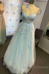 Sweetheart One Shoulder Pink Evening Prom Dresses with Flowers