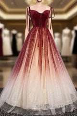 Fairytale Red Gradient Evening Prom Dresses