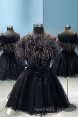 Light Blue A-Line Strapless Homecoming Dresses with Feathers