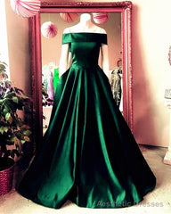 Simple Satin Off The Shoulder Long Prom Dress Ball Gowns