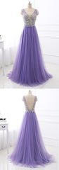 Lavender Tulle A-line Prom Dress Long Formal Dress for Wedding