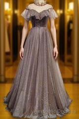 Charming Elegant Long A-line Floor Length Simple Party Evening Prom Dresses