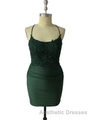 Spaghetti Straps Open Back Short Homecoming Dresses