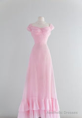 Chic A Line Sweetheart Pink Satin Long Evening Dress Prom Dresses
