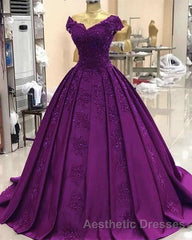 ball gown satin  lace v neck Evening Prom Dresses