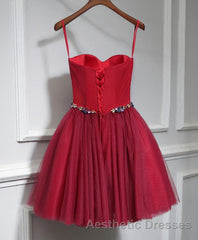 Cute Sweet Neck Short Evening Prom Dresses, Mini Dresses