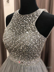 Gorgeous c A-line Scoop Beaded Long Evening Prom Dresses Evening Prom Gowns