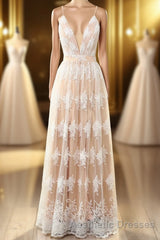 Spaghetti Straps White Evening Prom Dresses