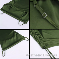 New Satin Green Evening Prom Dresses Spaghetti Strap Party Evening Dresses