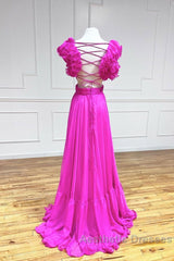 A-Line Backless Long Evening Prom Dresses, Red Long Evening Dresses