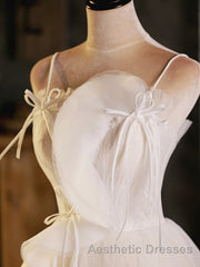 A-Line Beige Tulle Short Evening Prom Dresses, Beige Cute Homecoming Dresses