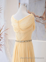 A-Line Chiffon Long Evening Prom Dresses, Sweetheart Neck Chiffon Formal Dresses