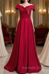 A-Line Off The Shoulder Evening Prom Dresses Pure Color Sexy Long