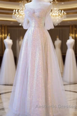 A Line Off The Shoulder Tulle Pink Evening Prom Dresses Evening Dresses