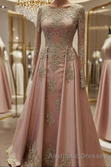A-Line/Princess Scoop Floor-Length Tulle Evening Prom Dresses With Appliques Lace