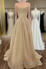 A-Line Evening Prom Dresses Corsets Dresses Wedding Party Sweep / Brush Train Sleeveless Spaghetti Strap Tulle With Glitter Pleats