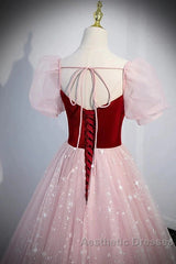 A-Line Evening Prom Dresses Princess Dresses Evening Prom Floor Length Short Sleeve Sweetheart Tulle With Sequin