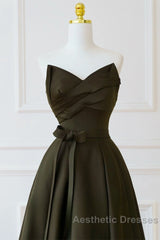 A-Line V Neck Satin