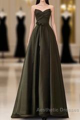 A-Line V Neck Satin