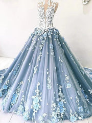 A-Line Vintage Backless Wedding Dresses Tulle High Neck