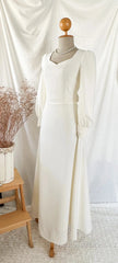 A-Line Vintage White Wedding Dresses Elegance Gown Minimal Long Sleeve Style Bride Dresses