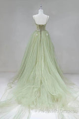 A-Shaped Tight Fitting Corset With Sage Green Chiffon On The Back Long Adult Dresses Sage Evening Prom Dresses