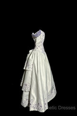 Aesthetic Ball Gown Off The Shoulder White Evening Prom Dresses Ruffle Long Party Dresses