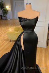 Amazing Long Black Sleeveless Graduation Dresses Evening Prom Dresses With Split Online