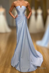 Amazing Long Blue Mermaid Graduation Dresses Fabulous Sleeveless Evening Prom Dresses