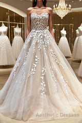 Backless Champagne Lace Wedding Dresses, Backless Champagne Lace Formal Evening Prom Evening Dresses