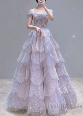 Ball Gown Off The Shoulder Tulle Evening Prom Dresses Evening Dresses