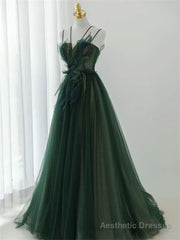 Forest Style Emerald Green Beading Tulle Dress, Prom Dress Fairy,Evening Gown Graduation Party Dress