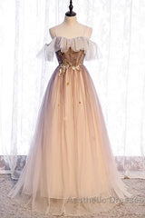 Beautiful Gradient Tulle With Straps Sweetheart Party Dresses, A-Line Tulle Evening Dresses Evening Prom Dresses