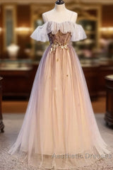 Beautiful Gradient Tulle With Straps Sweetheart Party Dresses, A-Line Tulle Evening Dresses Evening Prom Dresses