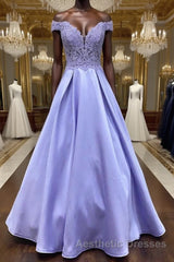 Blue purple lace satin long Evening Prom Dresses blue purple formal Dresses