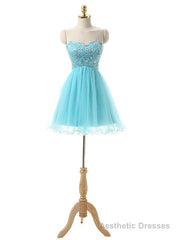 Blue Sweetheart Beading Crystal Homecoming Dress