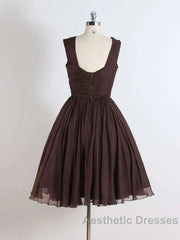 Brown A Line Short Evening Prom Dresses Homecoming Dresses